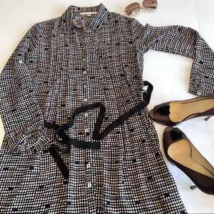 MAX STUDIO BLACK POLKA DOT SHEER SHIRT DRESS SZ XS